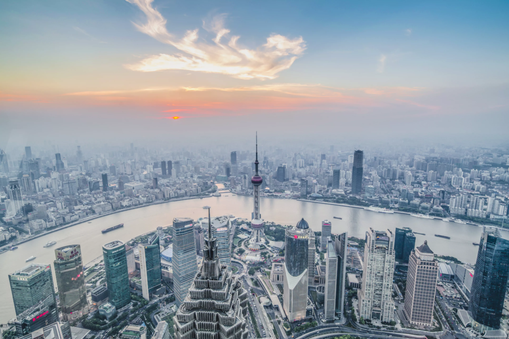 vista aérea, shanghai, china